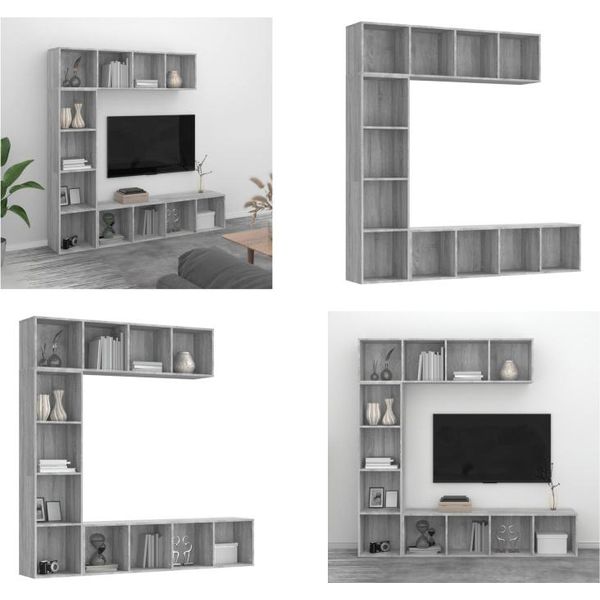 Vidaxl Set 3 Pezzi Libreria / Mobile Tv Grigio Sonoma 180X30X180 Cm - Libreria - Librerie - Libreria - Scaffale A Muro-image