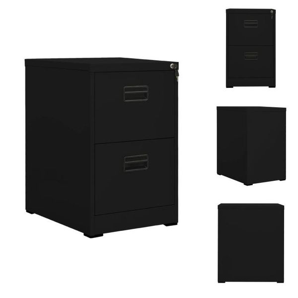 Vidaxl Armadio Per Archiviazione Nero 46X62X72,5 Cm In Acciaio - Armadi Per Archiviazione-image