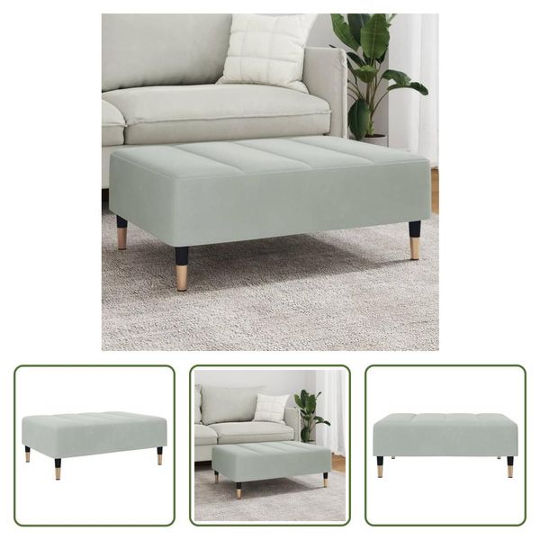 The Living Store Sgabello Grigio Chiaro 77X55X31 Cm In Velluto-image