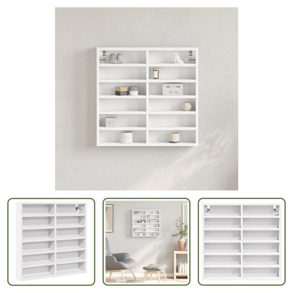 The Living Store Vetrina Bianca 60X8,5X58 Cm Materiale In Legno-image