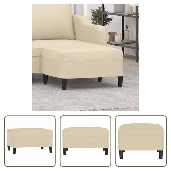 The Living Store Poggiapiedi Crema 70X55X41 Cm In Tessuto-image