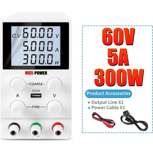 Alimentatore Dc, Uscita 30V/60V/120V, Corrente 3A/5A/10A, Bianco SPS605D-image