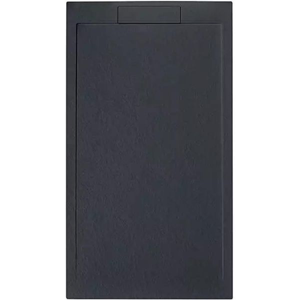 Piatto Doccia 180X90 Cm Anthrazite Vulcano Line Slim In Resina E Polvere Di Marmo Con Sponda Laterale In Resina Di Marmo - Frascio-image