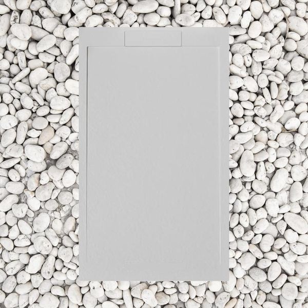 Piatto Doccia 170X90 Cm Perl Grey Vulcano Line Slim In Resina Sintetica E Polvere Di Marmo Con Sponda Laterale In Resina Di Marmo - Frascio-image