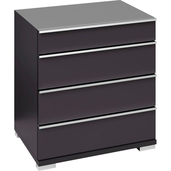 Nachtkonsole Musterring "Imola W", Grau (Graphit), B:60Cm H:64Cm T:42Cm, Floatglas, Holzwerkstoff, Sideboards, Nachtkonsole, Mit Selbsteinzug Und DäMpfung-image