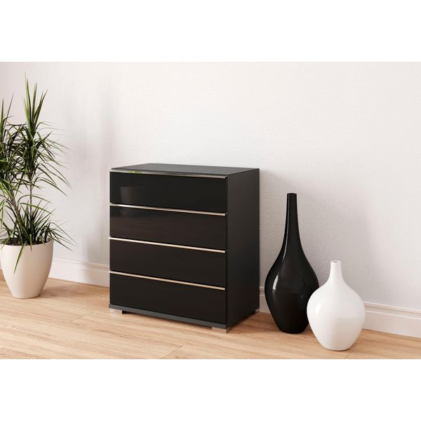 Schubkastenkommode Musterring "Imola W", Grau (Graphit), B:75Cm H:82Cm T:42Cm, Floatglas, Holzwerkstoff, Sideboards, Mit Selbsteinzug Und DäMpfung-image