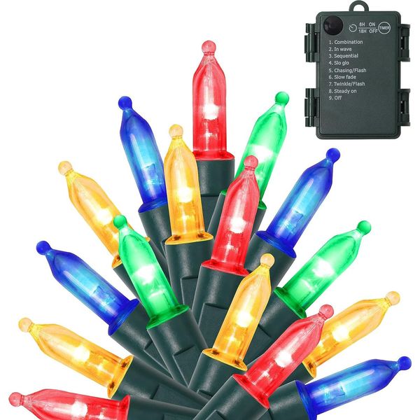 10M Led Luci Fata Batteria Albero Di Natale Cavo Luci Fata Verde 8 Modalità Con Timer Pvc Impermeabile Giardino Interno Festa Decorazione Di Natale, Colorato-image