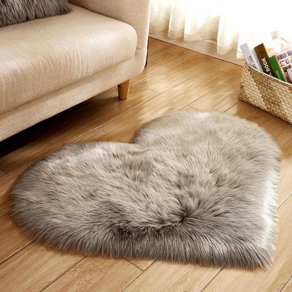 Tappeto Heart A Pelo Alto Tappeto A Pelo Lungo Shaggy Soggiorno Camera Da Letto, Grigio, 70X90Cm-image