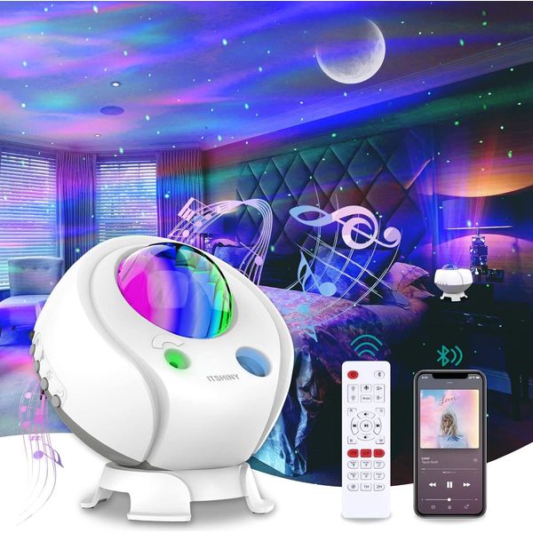 52 Colori Grande Led Musica Cielo Stellato Lampada Proiettore Bluetooth Altoparlante Proiettore Stella Aurora Aurora Boreale Bambini Adulti Luce Notturna Bianco-image