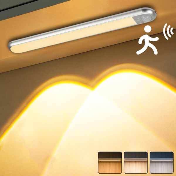 30CM Sotto Le Luci Del Gabinetto Della Cucina, 3 Luce Di Colore Leggera Hanno Condotto La Luce Della Cucina Con Il Sensore Di Moto, Luce Del Gabinetto Con La Batteria Ricaricabile Per Le Scale Del Gabinetto Gabinetto Della Base-image