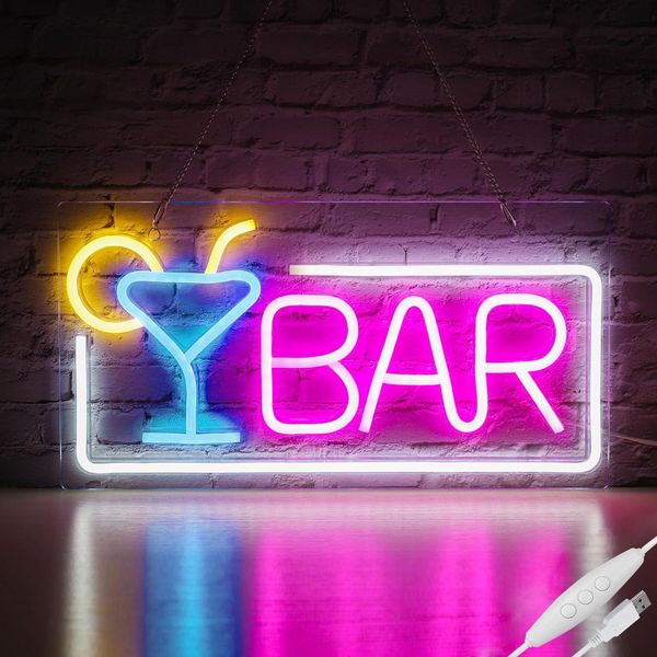 Segno Al Neon, Segno Al Neon Del Bar, Segno Principale Del Bar Per La Decorazione Della Parete Della Festa, Luce Al Neon, Segno Illuminato Della Decorazione Del Bar, Decorazione Della Parete-image