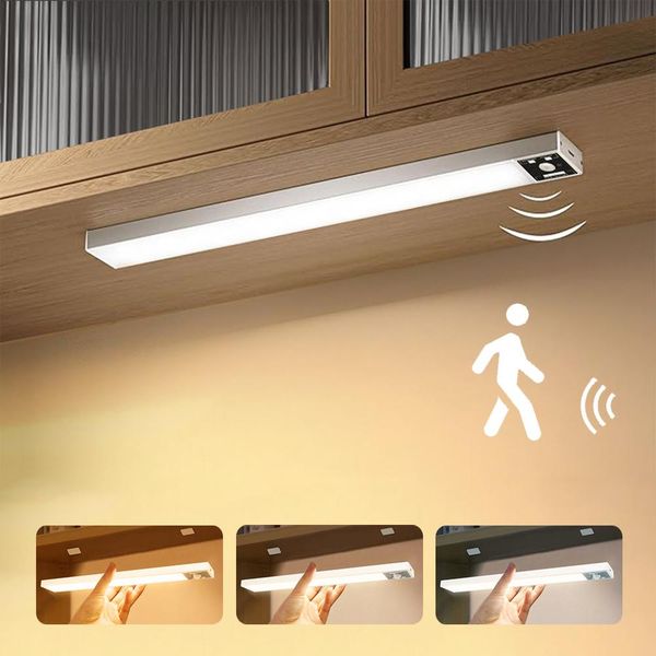 30Cm Sotto Le Luci Del Gabinetto Ricaricabile, Illuminazione Del Gabinetto Ha Condotto Con Il Rivelatore Di Moto, Luce Del Sensore Della Striscia Principale Senza Fili Per Le Scale Della Cucina Del Gabinetto Dell'interno-image