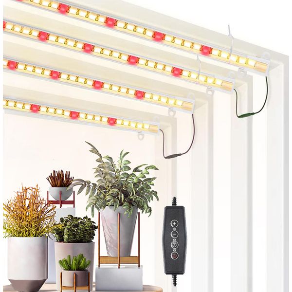 Lampada Per Piante Led A Spettro Completo 60 Led Luce Solare Lampada Per Piante Luce Per Piante Luce Per Piante 2*34Cm Led Striscia Di Crescita Con Timer-image