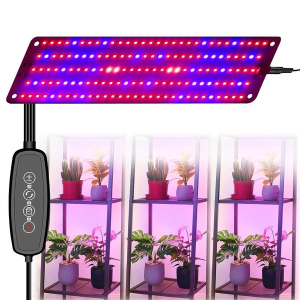 La Lampada Della Pianta Del Pannello Led Spettro Completo Per La Fioritura Della Pianta, 150Leds Coltiva La Luce Della Lampada Per Le Piante Dell'interno Coltiva La Luce Con Il 3 Temporizzatore, 6 Luminosità (1Pcs)-image