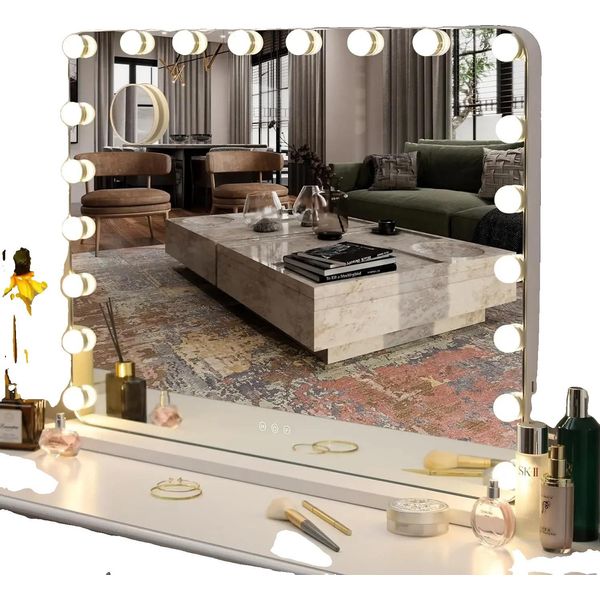 Specchio Da Bagno Per Il Trucco, 20 Luci Led, Comando A Sfioramento, Bianco-image
