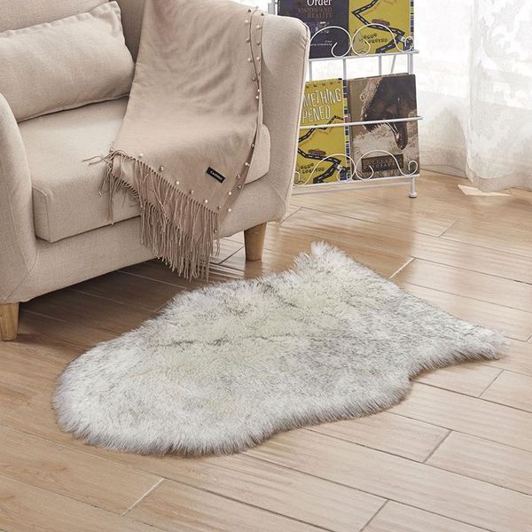 Tappeto A Pelo Alto 60X90Cm Tappeto In Pelliccia Sintetica Lavabile Lungo 6Cm Tappeto Morbido Per Sedie Divano Divano Soggiorno Camera Da Letto, Bianco-1-image