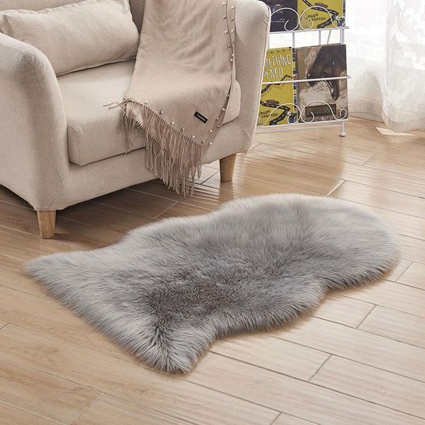 Tappeto A Pelo Alto 60X90Cm Tappeto In Pelliccia Sintetica Lavabile Lungo 6Cm Tappetino Morbido Per Sedie Divano Divano Soggiorno Camera Da Letto, Grigio-image