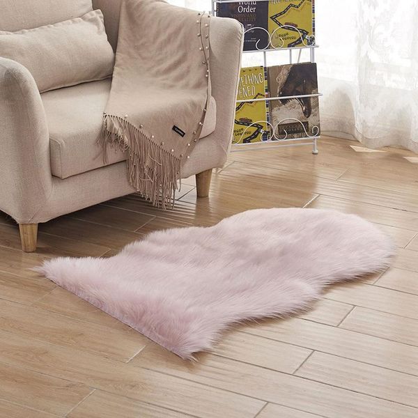 Tappeto A Pelo Alto 60X90Cm Tappeto In Pelliccia Sintetica Lavabile Lungo 6Cm Tappetino Morbido Per Sedie Divano Divano Soggiorno Camera Da Letto, Rosa-image