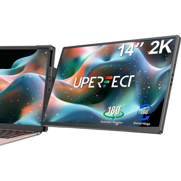 Monitor Portatile Da 14", Display 2K, Rotazione Automatica, Un Solo Schermo, Spina Ue"-image