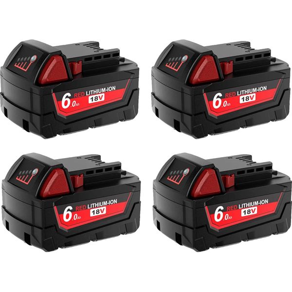 Batteria Agli Ioni Di Litio, Capacità 6000Mah, Tensione 18V, Batteria Da 4 Pezzi-image