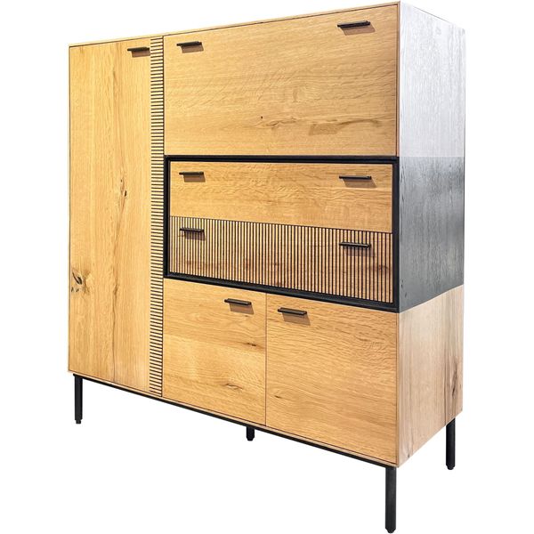 Highboard Gutmann Factory, Braun (Braun, Schwarz), B:115Cm H:120Cm T:43Cm, Mdf, Sideboards, Highboard-image