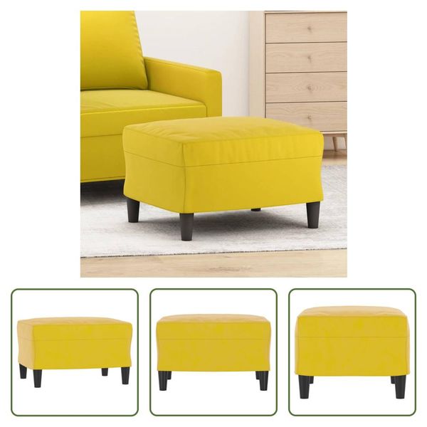 The Living Store Sgabello Giallo 60X50X41 Cm In Velluto-image