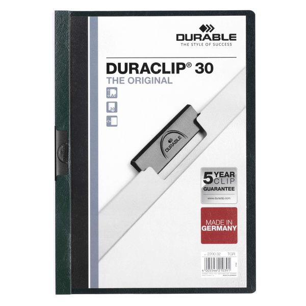 Durable Cartellina Con Clip Duraclip® 30 A4, Verde Scuro, 220032-image