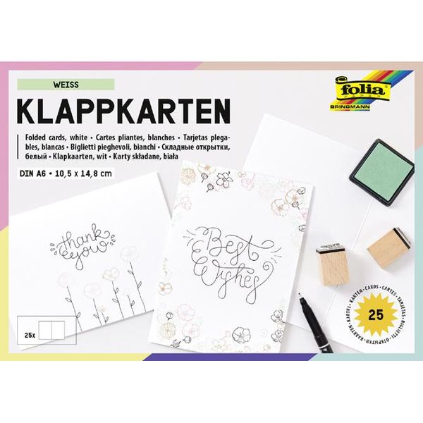 Folia 8759 Briefkarte - A6 Hoch, 190 G/Qm, Weiß, Doppelt, 25 StüCk-image