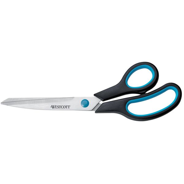 Westcott E-30293 00 Forbici Easy Grip, Acciaio Inox, Curve, Asimmetriche, Blu/Nero, 23,5 Cm-image