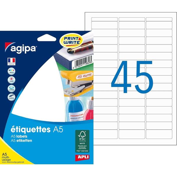 Etichette Universali Agipa, 12,8 X 38 Mm, Bianco-image