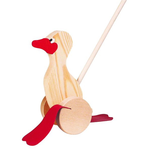 Goki WP004 Anatra A Molla, Legno Di Pino, 21 Cm, Multicolore (1 Pezzo)-image