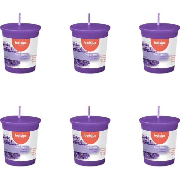 Bolsius - True Scents - Candela Votiva Rotonda - 53/45 - Lavanda - Confezione Risparmio - 6 Pezzi-image