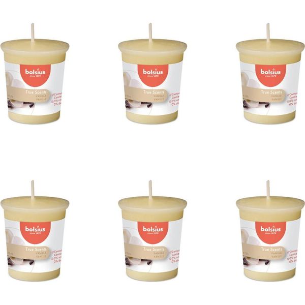 Bolsius - True Scents - Candela Votiva Rotonda - 53/45 - Vaniglia - Confezione Risparmio - 6 Pezzi-image