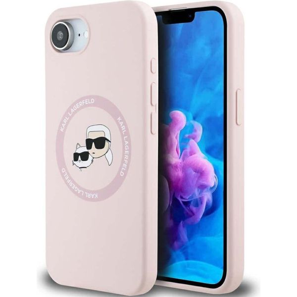 Custodia Karl Lagerfeld Silicone Karl&Choupette Heads Magsafe Do Iphone 16E RóżOwy-image
