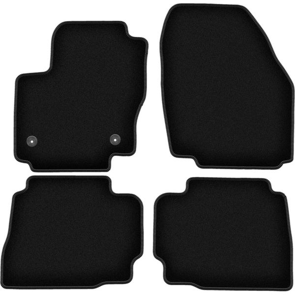 Tappetini In Velluto Per Ford Mondeo MK4 (2012-2014, Liftback, Berlina, Station Wagon) Neri, Set 4 Pz, Con Fissaggi-image