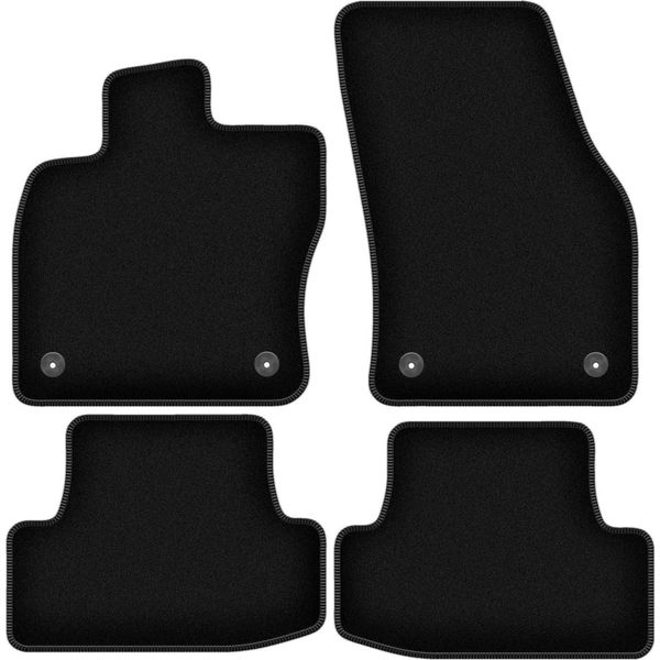 Tappetini In Velluto Per Audi Q2 (2016-, Crossover) Neri, Set 4 Pz, Con Fissaggi-image