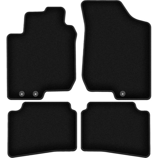 Tappetini In Velluto Per Hyundai I30 I (2007-2012, Hatchback, Station Wagon, Cw) Neri, Set 4 Pz, Con Fissaggi-image