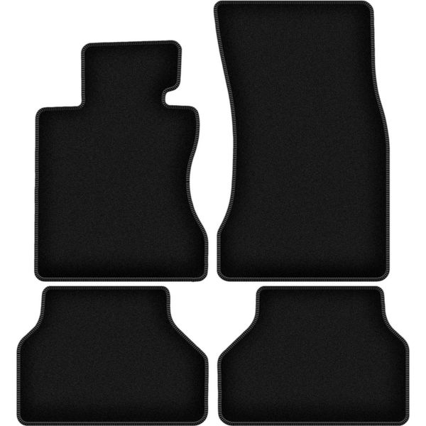 Tappetini In Velluto Per Bmw 5 E60 (2003-2010, Berlina) Neri, Set 4 Pz, Con Fissaggi-image