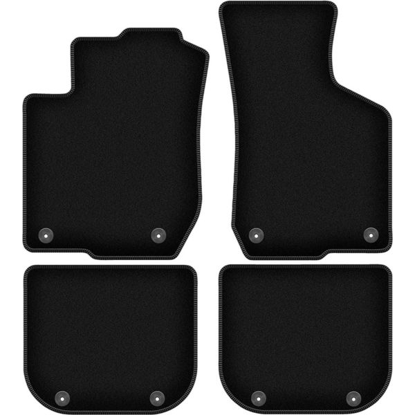 Tappetini In Velluto Per Audi A3 8L (1996-2001, Hatchback) Neri, Set 4 Pz, Con Fissaggi-image
