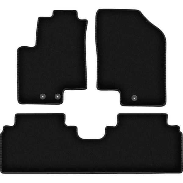 Tappetini In Velluto Per Kia Venga (2009-2017, Minivan) Neri, Set 3 Pz, Con Fissaggi-image