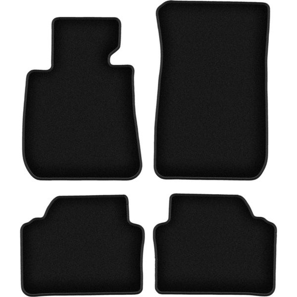 Tappetini In Velluto Per Bmw 3 E91 (2004-2011, Station Wagon, Touring) Neri, Set 4 Pz, Con Fissaggi-image