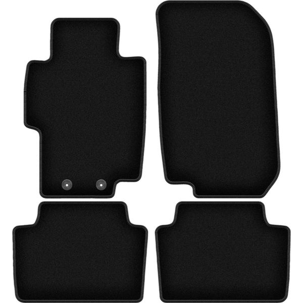 Tappetini In Velluto Per Honda Accord Vii (2002-2008, Berlina, Station Wagon, Tourer, Type-S) Neri, Set 4 Pz, Con Fissaggi-image