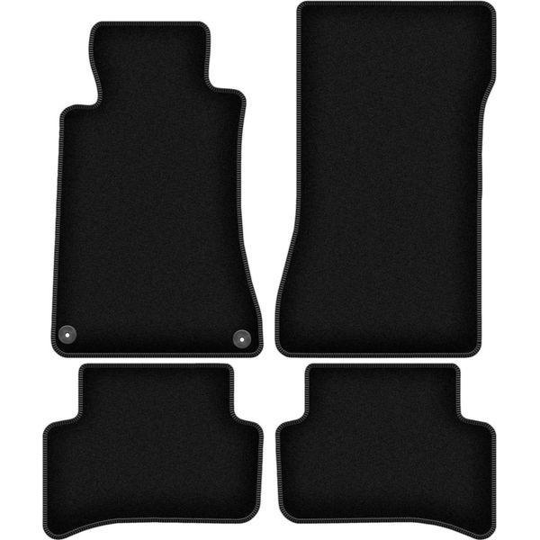 Tappetini In Velluto Per Mercedes C W203 (2000-2008, Berlina, Station Wagon) Neri, Set 4 Pz, Con Fissaggi-image
