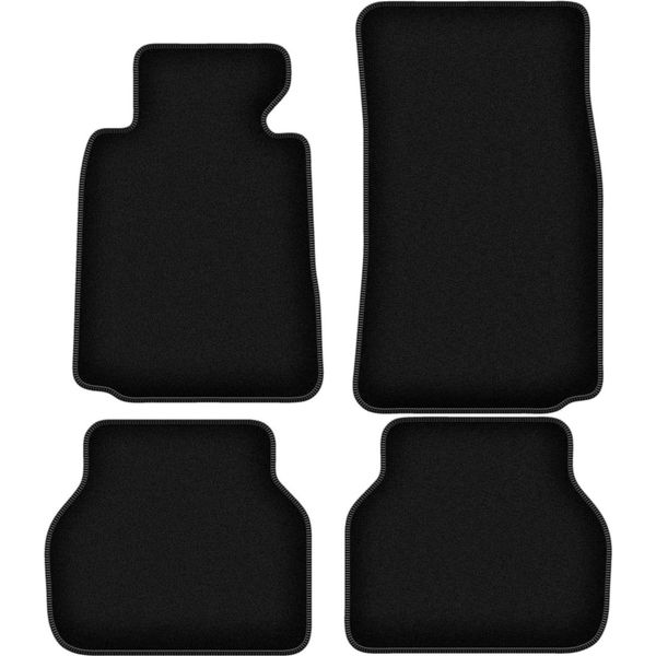 Tappetini In Velluto Per Bmw 5 E39 (1996-2004, Berlina, Station Wagon, Touring) Neri, Set 4 Pz, Con Fissaggi-image
