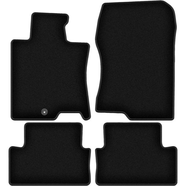 Tappetini In Velluto Per Honda Accord Viii (2008-2015, Berlina, Station Wagon, Tourer) Neri, Set 4 Pz, Con Fissaggi-image