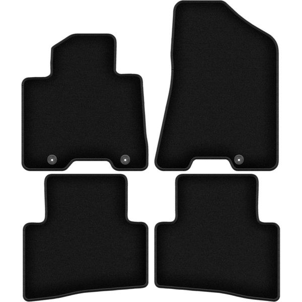 Tappetini In Velluto Per Hyundai Tucson Iii (2015-, Suv) Neri, Set 4 Pz, Con Fissaggi-image