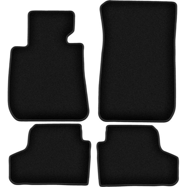 Tappetini In Velluto Per Bmw 3 E93 (2004-2011, Cabriolet) Neri, Set 4 Pz, Con Fissaggi-image