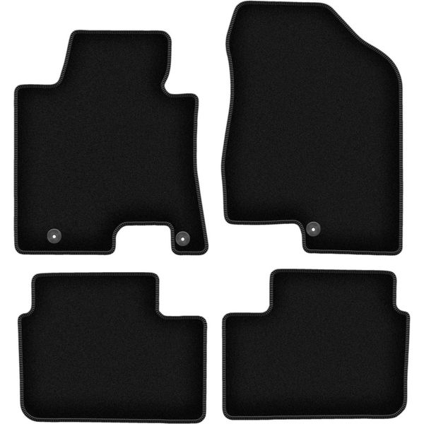 Tappetini In Velluto Per Hyundai I30 Ii (2011-2017, Hatchback, Station Wagon, Wagon) Neri, Set 4 Pz, Con Fissaggi-image