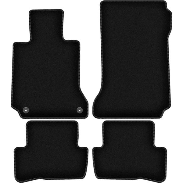 Tappetini In Velluto Per Mercedes C W204 (2007-2014, Berlina, Station Wagon, Coupé) Neri, Set 4 Pz, Con Fissaggi-image