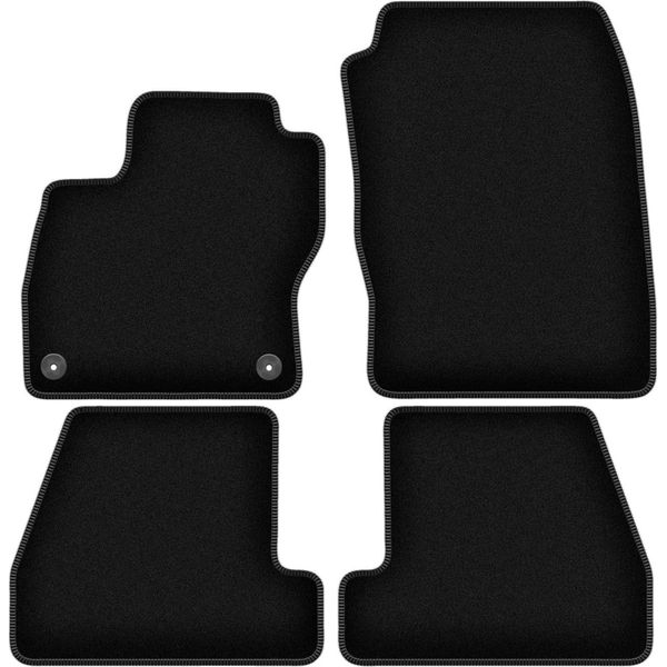 Tappetini In Velluto Per Ford Focus MK3 (2010-2018, Hatchback, Berlina, Station Wagon) Neri, Set 5 Pz, Con Fissaggi-image